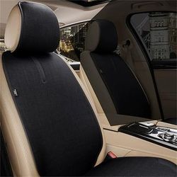 Set universale di coprischienale e poggiatesta per sedile auto in lino, protezione per schienale in tessuto traspirante, cuscino per schienale compatibile con airbag per la maggior parte di auto, SUV,