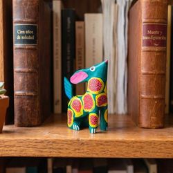 'Coyote-Shaped Alebrije Figurine Hand-Carved from Copal Wood'
