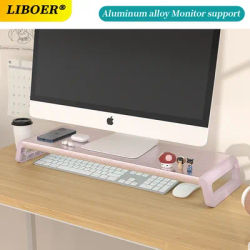 Universal Monitor Riser Stand Brushed Aluminum Alloy&ABS Support PC Screen Holder Bracket with Organizer Desktop Monitor Stand