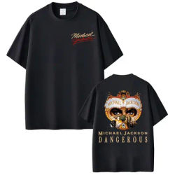 King of Pop Michael Jackson Dangerous Merch T-shirts for Men Women Harajuku Gothic Hip Hop T Shirt Cotton Oversized T-shirt