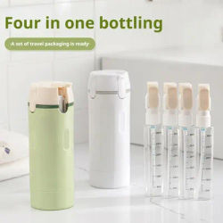 Portable 4 in 1 Travel Dispenser Bottles Leakproof Refillable Cosmetic Liquid Container for Shampoo Conditioner Lotion Perfume