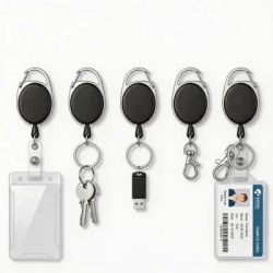 Bdge reels Retractable,Badge Reel, Badge Reel, 5 Pack Retractable Badge Holders with Carabiner Belt Clip and Key Ring