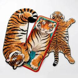 Creativity 2D Flat Tiger Bedroom Carpet Water-absorbing Non-slip Doormat Abrasion-resistant Lifelike Bedside Rug Home Decor