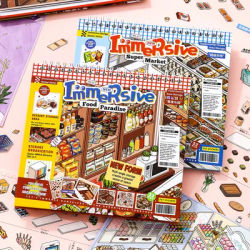 3D miniature immersive storage sticker book, exquisite illustrations, PET die cut stickers