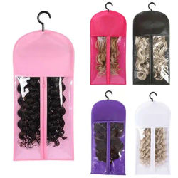 1PCS/3PCS/6PCS Hair Extension Storage Bag with Hanger Transparent Wig Organizer Dustproof Holder for Hair Pieces