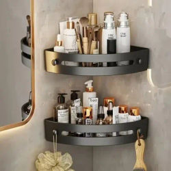 1/2/3Pcs Portable Punch-free Bathroom Shelves Triangle Large Capacity Bathroom Corner Shelf Save Space Wall-mounted Soap Rack