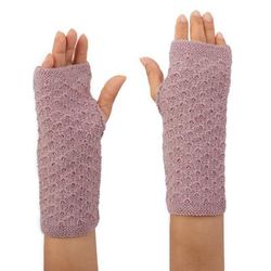 Passionate Pattern in Carnatio,'Knit 100% Baby Alpaca Fingerless Mitts in Carnation Pink'