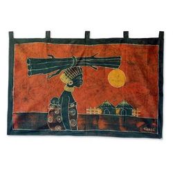 'Woman From the Farm' - Fair Trade Batik Cotton Wall Hanging
