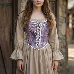 Medievale Rinascimento Cottagecore Corsetto Corsetto Overbust Corpetto Allacciato Floreale Costume Per donna Fantasia Halloween Carnevale Casual Quotidiano Fiera Rinascimentale LARP Adulti Corsetto