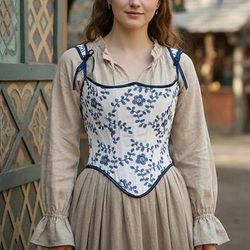 Medievale Rinascimento Cottagecore Corsetto Corsetto Overbust Corpetto Fata Contadina Allacciato Floreale Costume Per donna Fantasia Halloween Carnevale Casual Quotidiano Fiera Rinascimentale LARP