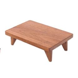 'Hand-Carved Minimalist Teak Wood Decorative Tray (Small)'