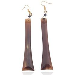 'Hand-Carved Bohemian Bar Earrings with Recycled Glass Beads'