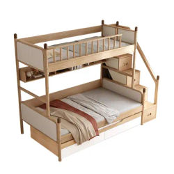 *Modern Solid Wood Tree House Elevated Kids Bunk Bed with Storage for Bedroom or Apartment Use