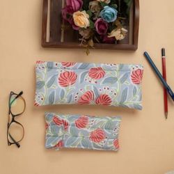 'Floral-Themed Cotton Pencil and Eyeglass Case 2-Piece Set'