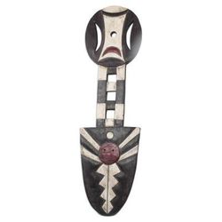 Dynamic Power,'Brown and Off-White African Wood Decorative Wall Mask'