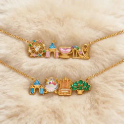 Exquisite Colored Zircon Inlaid Amusement Park Pendant Necklace Cute Sweet Design Versatile Fashion Jewelry Accessory