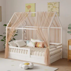 Bunk Bed Canopy 1/2-Piece Muslin Bunk Bed Canopy, Fabric Canopy for Bunk Beds Suitable for Bed Canopy, Bedroom Decoration