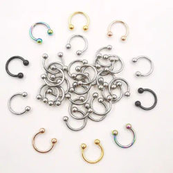 20 Pcs/Lot 16G Stainless steel Circular Barbells Horseshoe Lip Ring Eyebrow Nose Studs For Woman Man Body Piercing Jewelry