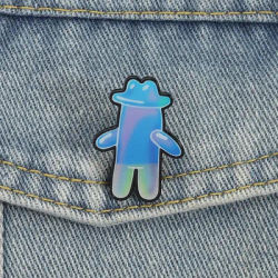 Bubble Man UV Printing Pins Cowboy Hat Brooches Lapel Badges Cartoon TV Series Character Jewelry Gift for Kids Friends