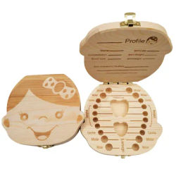 Baby Tooth Box Spanish/Dutch/French/German Wooden Kids Milk Teeth Organizer Storage Gifts Keepsakes Boys Girls Baby Souvenirs