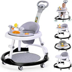 Foldable Baby Walker with Adjustable Heights Activity Center with Easy Clean Tray for Boys Girls Babies Baby Walker with Wheels