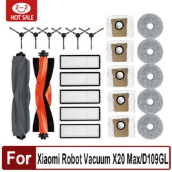 For Xiaomi Robot Vacuum X20 Max / X20 Por / D102GL / D109GL Vacuum Parts Main Roller Side Brush Hepa Filter Mop Cloth Dust Bag