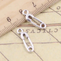 30pcs Charms Safety Pin Baby Diaper 19x6mm Tibetan Bronze Silver Color Pendants Antique Jewelry Making DIY Handmade Craft