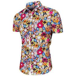 Retrò Vintage Anni '70 Camicia Camicia Aloha Hippie Floreale Margherita Costume Per uomo Vacanza Feste Parata dell'Orgoglio Adulti Camicia