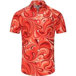 Retrò Vintage Anni '70 Camicia Camicia Aloha Hippie Disco Psichedelico Costume Per uomo Vacanza Feste Parata dell'Orgoglio Adulti Camicia