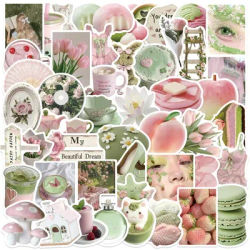 10/30/50PCS Kawaii Pink Green Girl PVC Sticker Aesthetic Decoration Scrapbooking Supplies DIY Hand Accounting