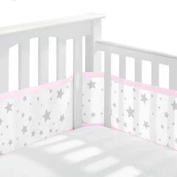 crib sandwich breathable bed around baby fence ﻿