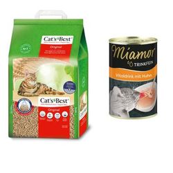 Cat's Best Original lettiera per gatti + 135ml bevanda per gatti Miamor Trinkfein gratis! - 20 l (ca. 9 kg)