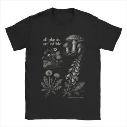 T-shirt vintage pour hommes, col rond, 100% coton, manches courtes, avec impression drôle « Toutes les plantes sont comestibles, certaines à consommer une seule fois »