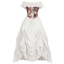 Retrò Vintage Medievale Rinascimento Vestito Senza maniche Principessa Corsetto Floreale Costume Per donna Fantasia Halloween Carnevale Fiera Rinascimentale LARP Adulti Vestito Primavera Estate