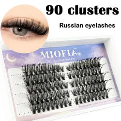 1 Box/90 Bunches Comic Eyelash 30 40 60 80D Natural 3D Russian DIY Eyelashes Clusters，Thick Fluffy Eyelash Extensions Makeup