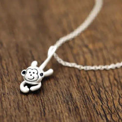 New Ethnic Style Mascot Zodiac Monkey 925 Sterling Silver Jewelry Sweet And Cute Little Monkey Exquisite Animal Necklaces XL170