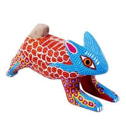 Red Hare,'Wood Rabbit Alebrije Figurine'