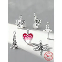 Adjustable 925 Sterling Silver Vintage Pendants Tower Dragonfly Charms Beads Fit Original Bracelet Bangles Necklace DIY Jewelry