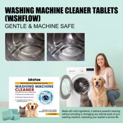 Pet Owners Washing Machine Cleaner Pads 12 pcs Effervescent Tablets Deep Cleaning Tank Odor Eliminator Remove Pet Hair 3 Month