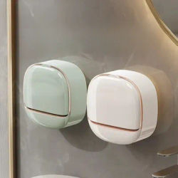 Soap Box Bathroom No-Drill Home Soap with Lid Wall-Mounted Draining Storage Rack for Bathroom