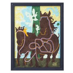Arrival,'Handmade Horse-Themed 100% Cotton Wall Art from Ghana'