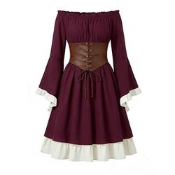 Retrò Vintage Medievale Rinascimento Vestito Lunghe Strega Fata Corsetto Costume Per donna Halloween Carnevale Fiera Rinascimentale LARP Adulti Vestito