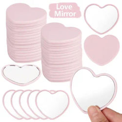 6/12/24Pcs Mini Heart Shaped Compact Mirrors for Women Portable Pink Mirror Makeup Travel Accessories for bride shower gift