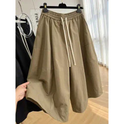 Culottes larges et amples pour femmes, taille élastique, cordon de serrage, taille haute, jupes-shorts unies, décontractées, pour l'été