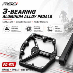 RGO Ultralight 3-Bearing Anti-Slip Downhill Pedals CNC Machined Aluminum Bike Pedals for Road / MTB / Folding Bikes