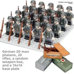 20 PCs World War II Military Series Building Blocks Figures Toys Mini Figures Humanoid Dolls Birthday Gifts