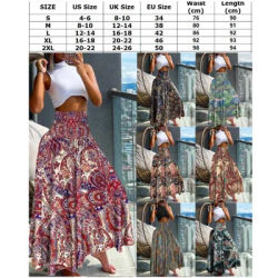 Jupe mi-longue imprimée taille haute amincissante pour femme, design tendance, style ethnique