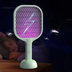 New 2 in 1 Electric Mosquito Swatter Racket Rechargeable Mosquito Swatter Multifunctional Household Automatic Mosquito Swatter