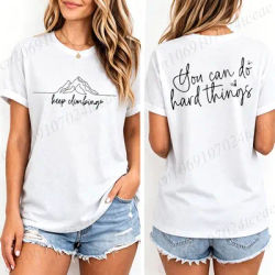 T-shirts décontractés pour femmes, hauts imprimés 'Keep Climbing', T-shirts vintage à manches courtes, vêtements 'Keep Climbing', hauts pour femmes et hommes