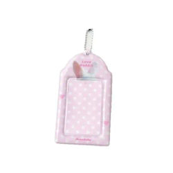 Porte-cartes portable en PVC avec motif oreilles d'animaux et pois, protège-cartes avec chaîne, porte-cartes de bus
